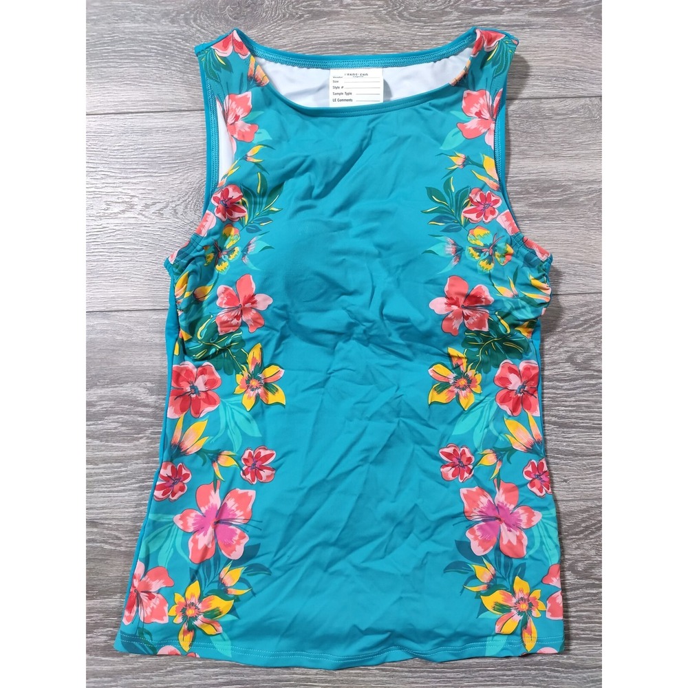 Lands' End Swim Top Adult 4 Tall Blue Floral Tankini Beach Women